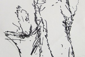 sans titre, 1992, gouache et fusain sur papier, 24 x 32 cm