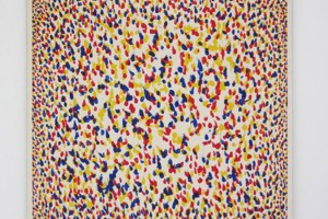 « En regardant au milieu, peint main droite », 1983, peinture vinylique sur toile, 100 x 10 cm