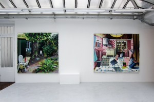 « Rechercher », 2011, huile sur toile, 200 x 200 cm ; « Full Moon », 2011, huile sur toile, 195 x 238 cm