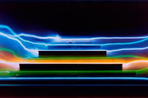 « règles filées #8 », 2007, photogramme couleur, cibachrome, 69 x 126 cm