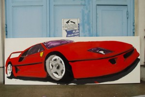 « Ferrari F40 », 2005, huile sur toile, 120 x 450 cm