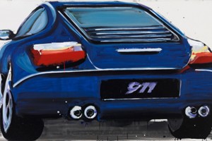 « Porsche », 2007, peinture enamel sur toile, 120 x 210 cm