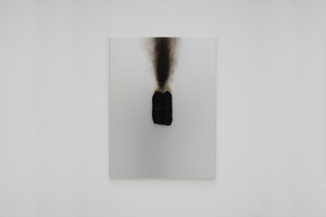 « Tableau-feu », 2009, allumettes calcinées, 76 x 56 cm