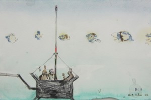« Nacelle », 2011, encre et aquarelle sur papier, 17,5 x 27 cm