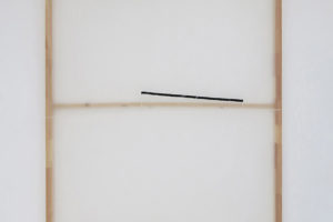NOVOTNÝ > Untitled, 2018, acrylique sur organza synthétique, ruban transparent, 200 x 160 cm